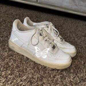 Women's Custom Chrome Butterfly Nike Air Force Sneakers